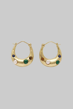 Jem Rainbow Stone Hoop Earrings - Alemais