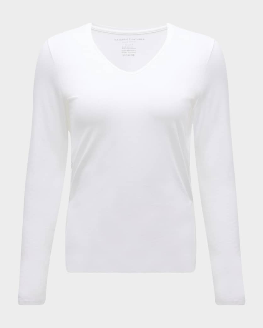 Majestic Long Sleeve V Neck T-Shirt - Majestic