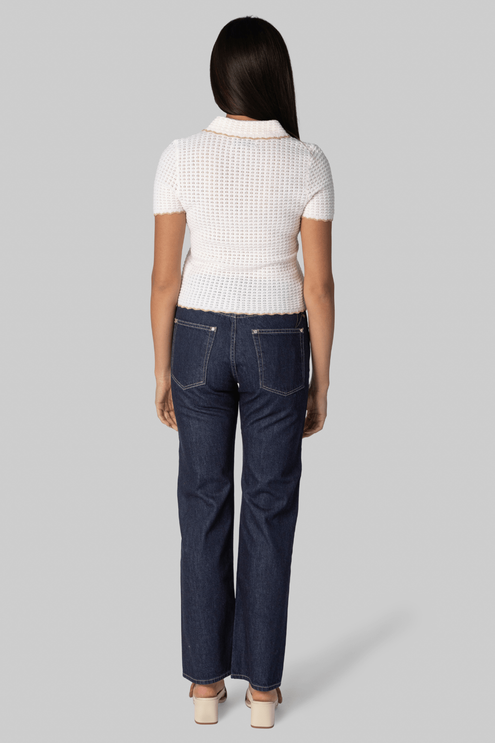 Melody Knit Polo in Ivory - Cara Cara