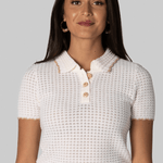 Melody Knit Polo in Ivory - Cara Cara
