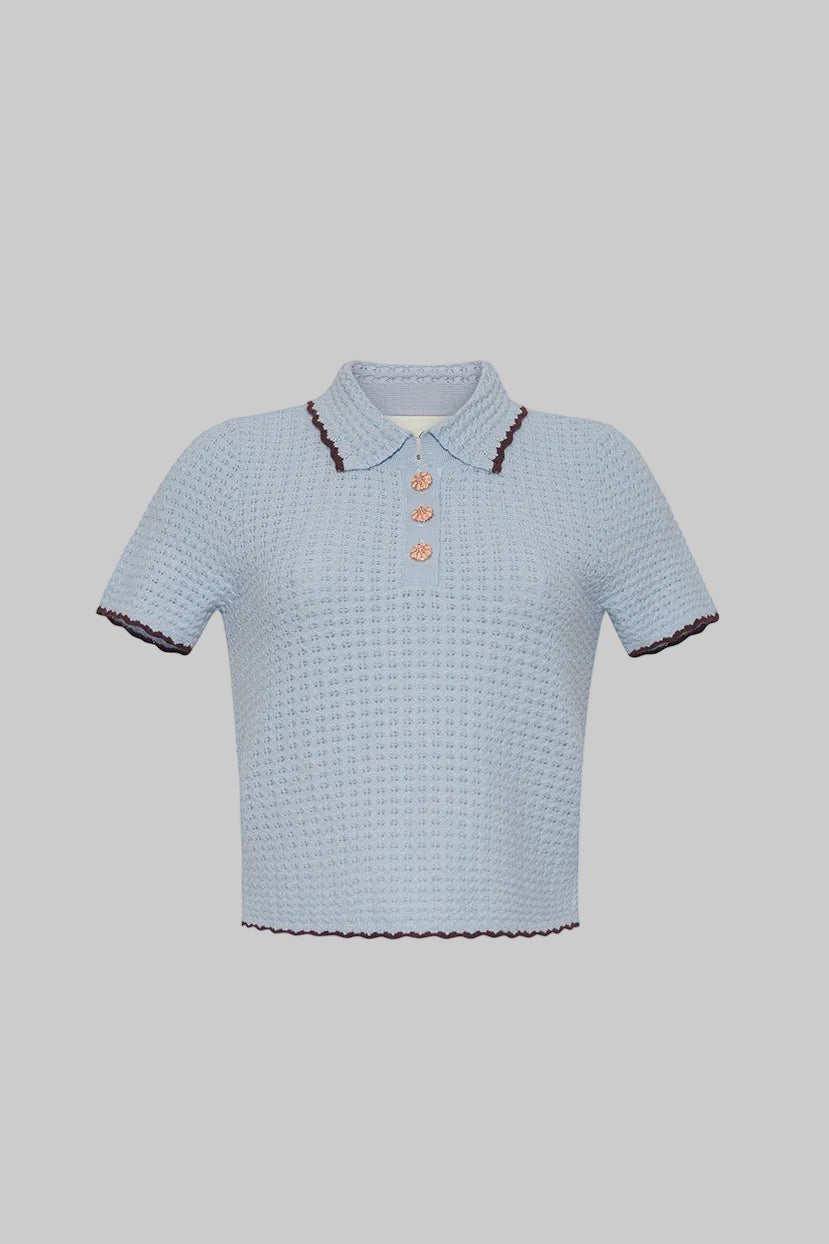 Melody Knit Polo in Light Blue - Cara Cara