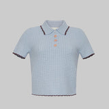 Melody Knit Polo in Light Blue - Cara Cara