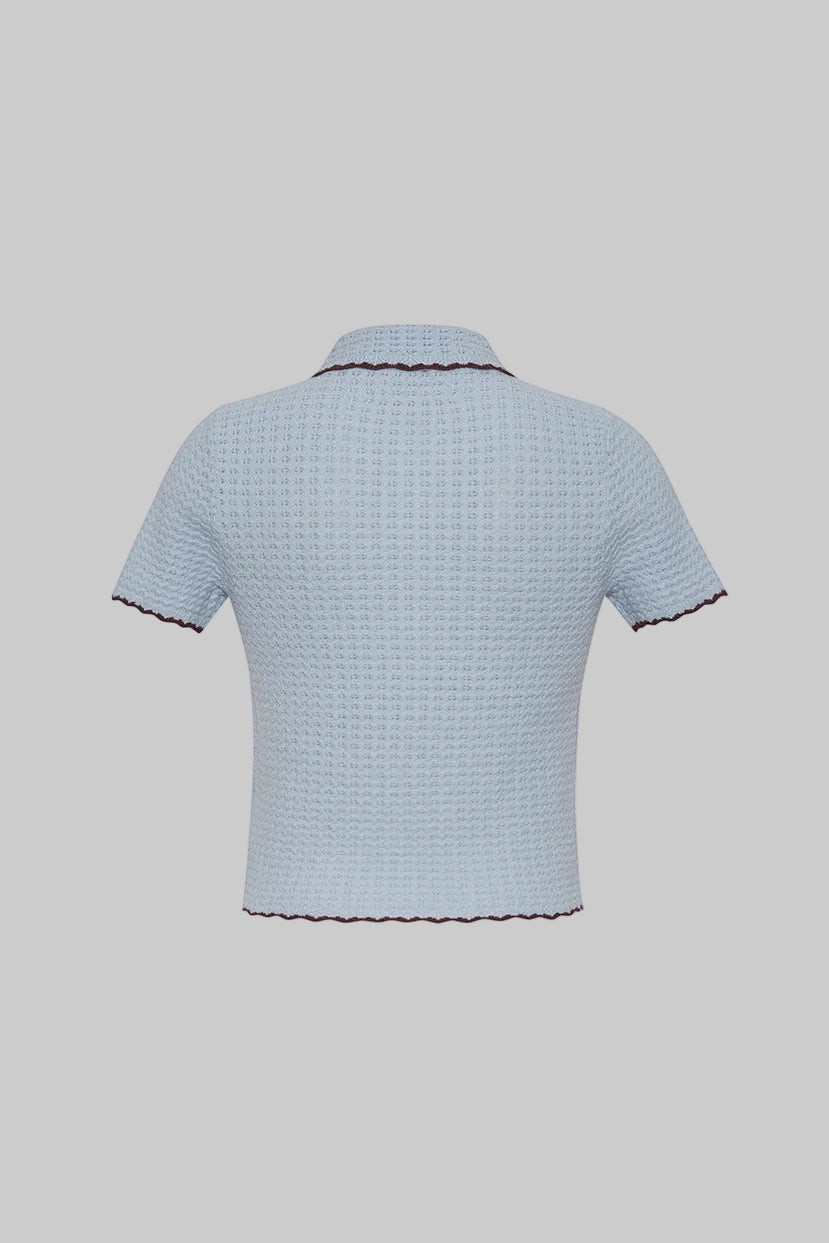 Melody Knit Polo in Light Blue - Cara Cara
