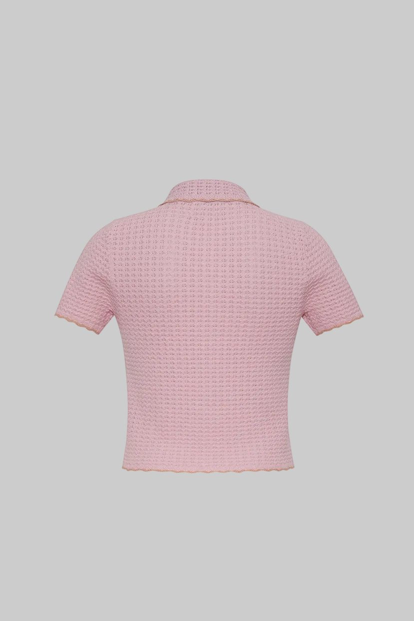 Melody Knit Polo in Light Pink - Cara Cara