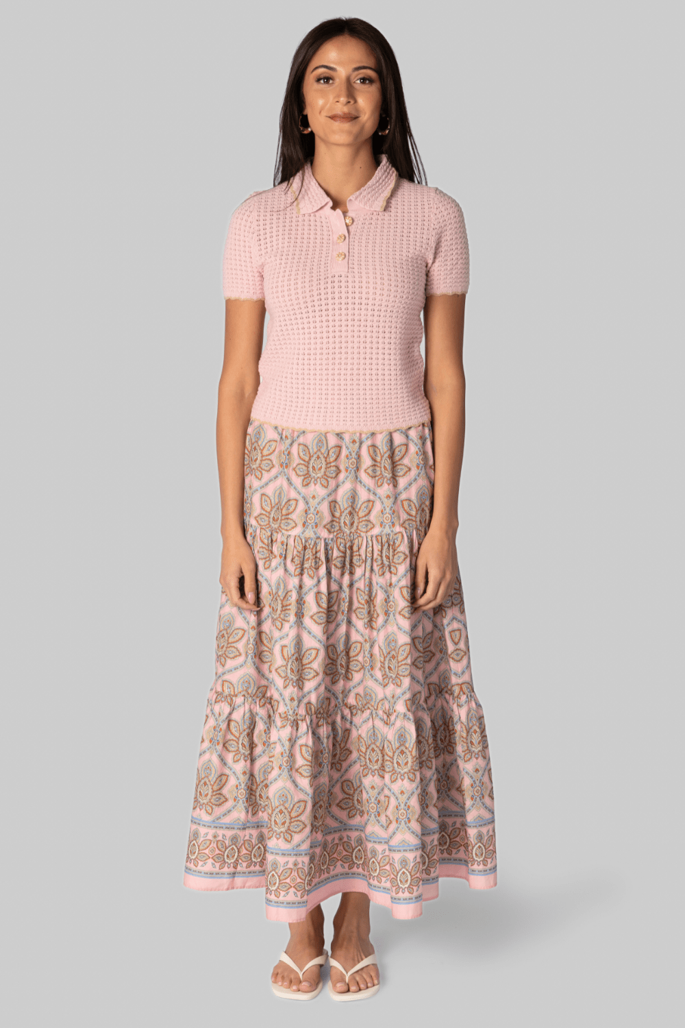 Melody Knit Polo in Light Pink - Cara Cara