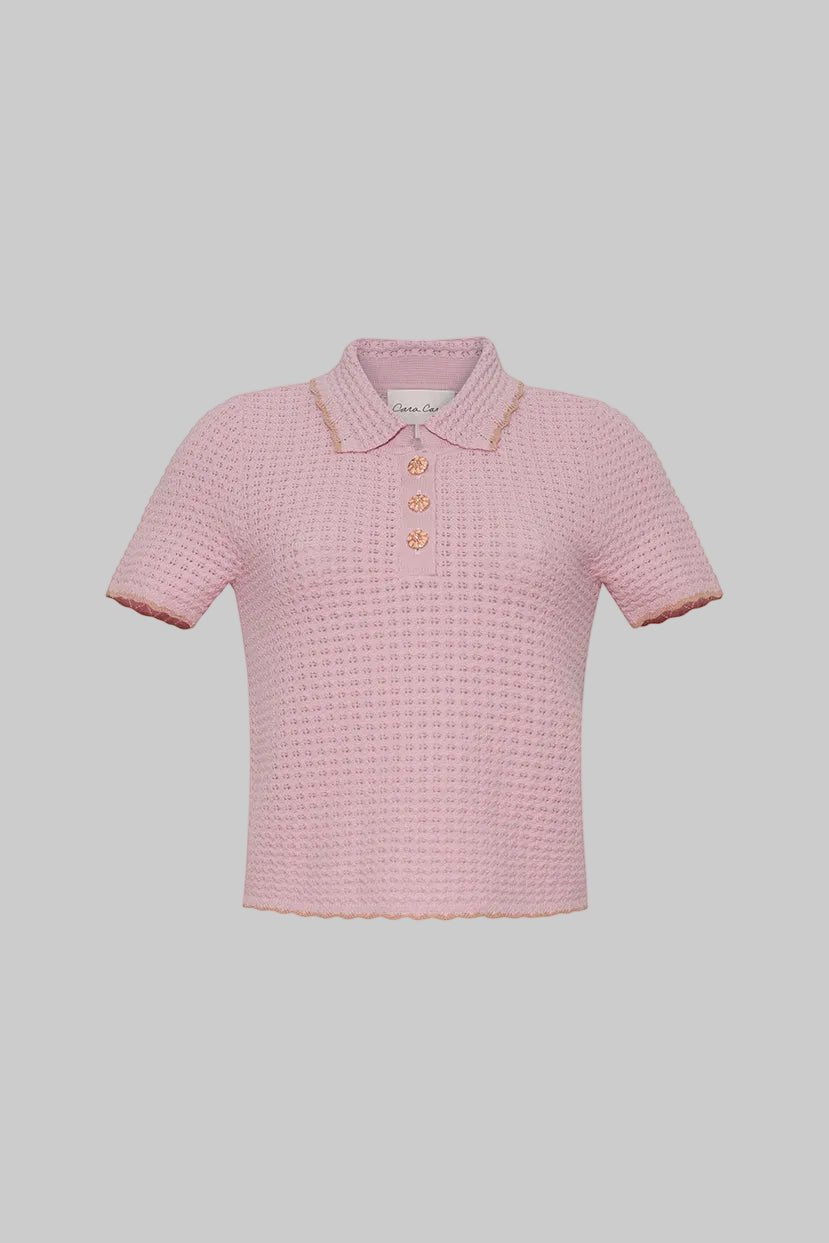Melody Knit Polo in Light Pink - Cara Cara