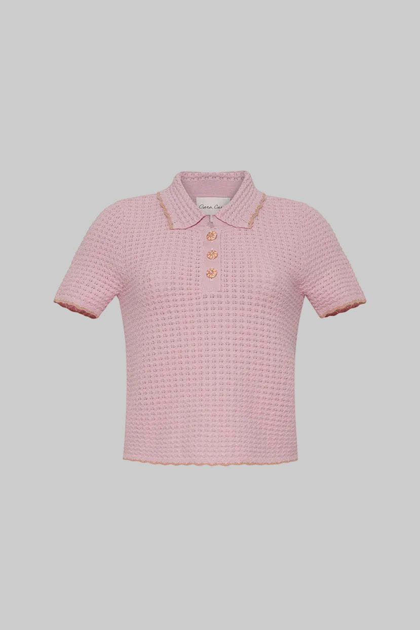 Melody Knit Polo in Light Pink - Cara Cara