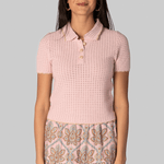 Melody Knit Polo in Light Pink - Cara Cara