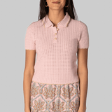 Melody Knit Polo in Light Pink - Cara Cara