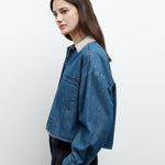 My Ex's Denim Shirt w/ Crystal Collar - TWP