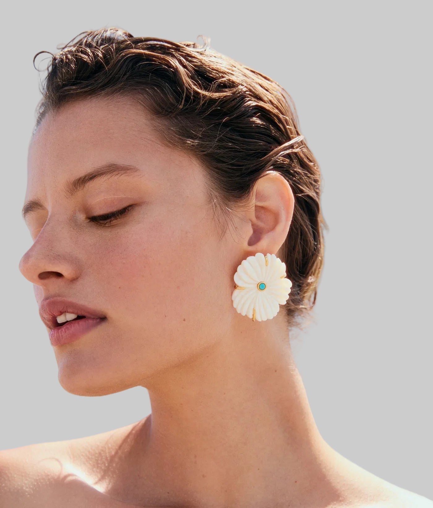 New Bloom Studs in Pearl - Lizzie Fortunato