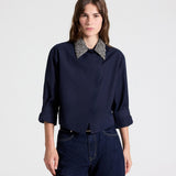 New Chapter Shirt w/ Crystal Collar in Midnight - TWP