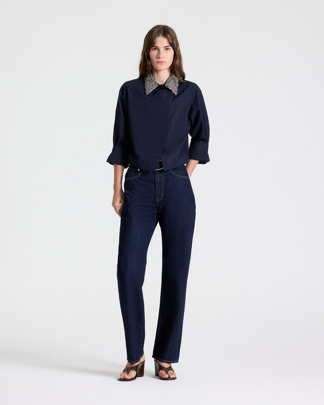 New Chapter Shirt w/ Crystal Collar in Midnight - TWP