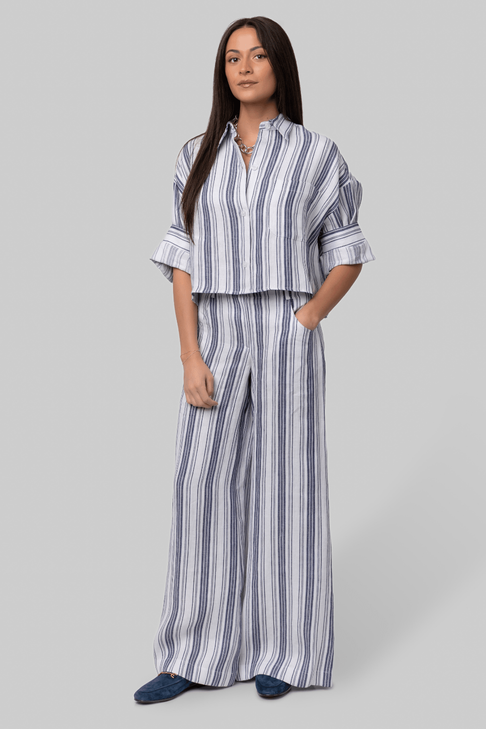 Next Ex in Ivory/Navy Stripe - TWP