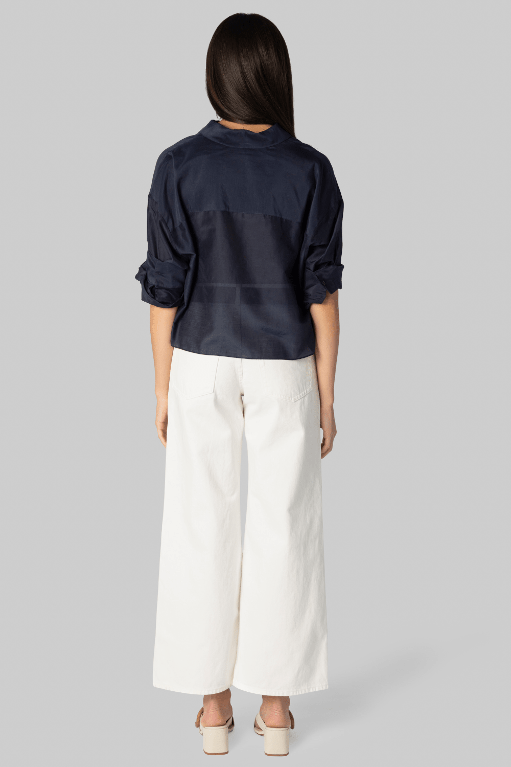 Next Ex Midnight Cotton Silk Ruffle Shirt - TWP