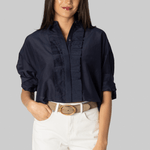 Next Ex Midnight Cotton Silk Ruffle Shirt - TWP