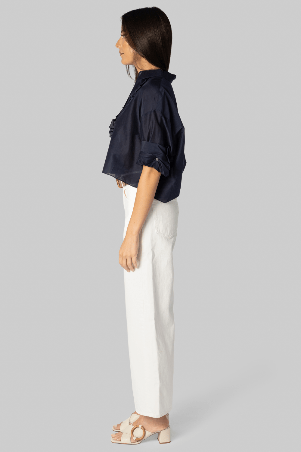 Next Ex Midnight Cotton Silk Ruffle Shirt - TWP