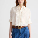 Next Ex White Cotton Silk Ruffle Shirt - TWP