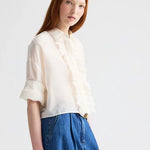 Next Ex White Cotton Silk Ruffle Shirt - TWP