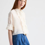 Next Ex White Cotton Silk Ruffle Shirt - TWP