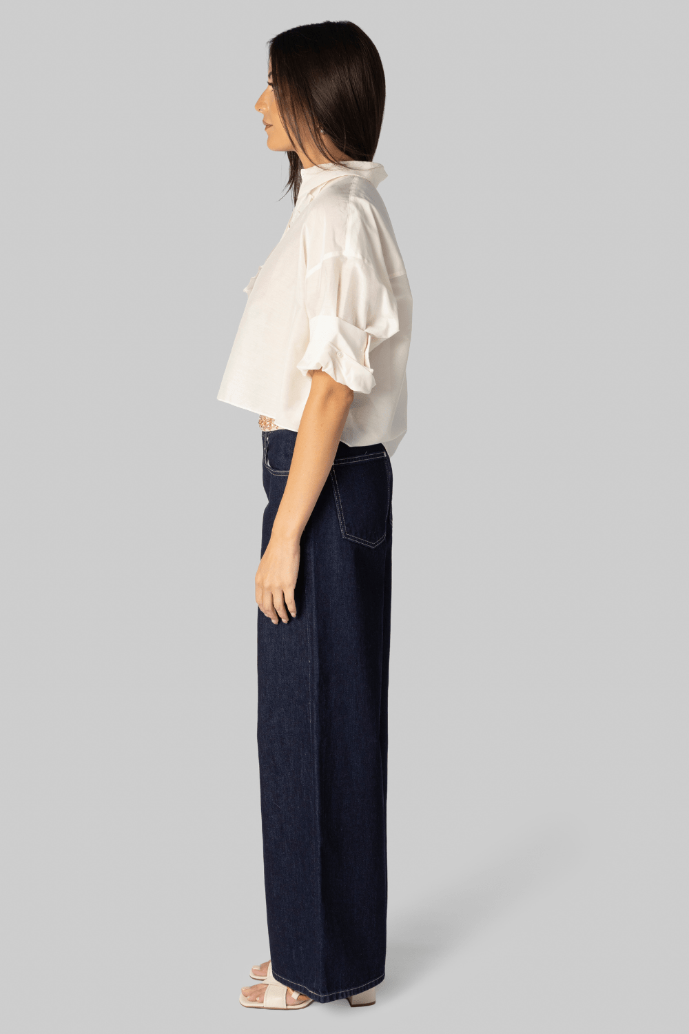 Next Ex White Cotton Silk Ruffle Shirt - TWP