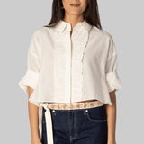 Next Ex White Cotton Silk Ruffle Shirt - TWP