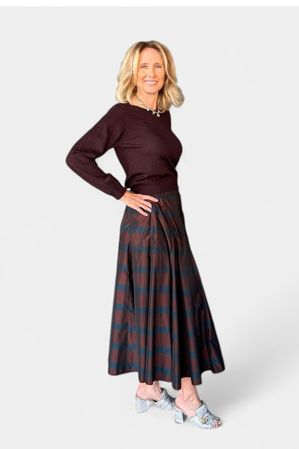 Striped Taffeta Skirt - The Posh Peacock