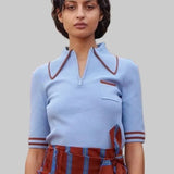 Noura Knit Blue Polo - Alemais