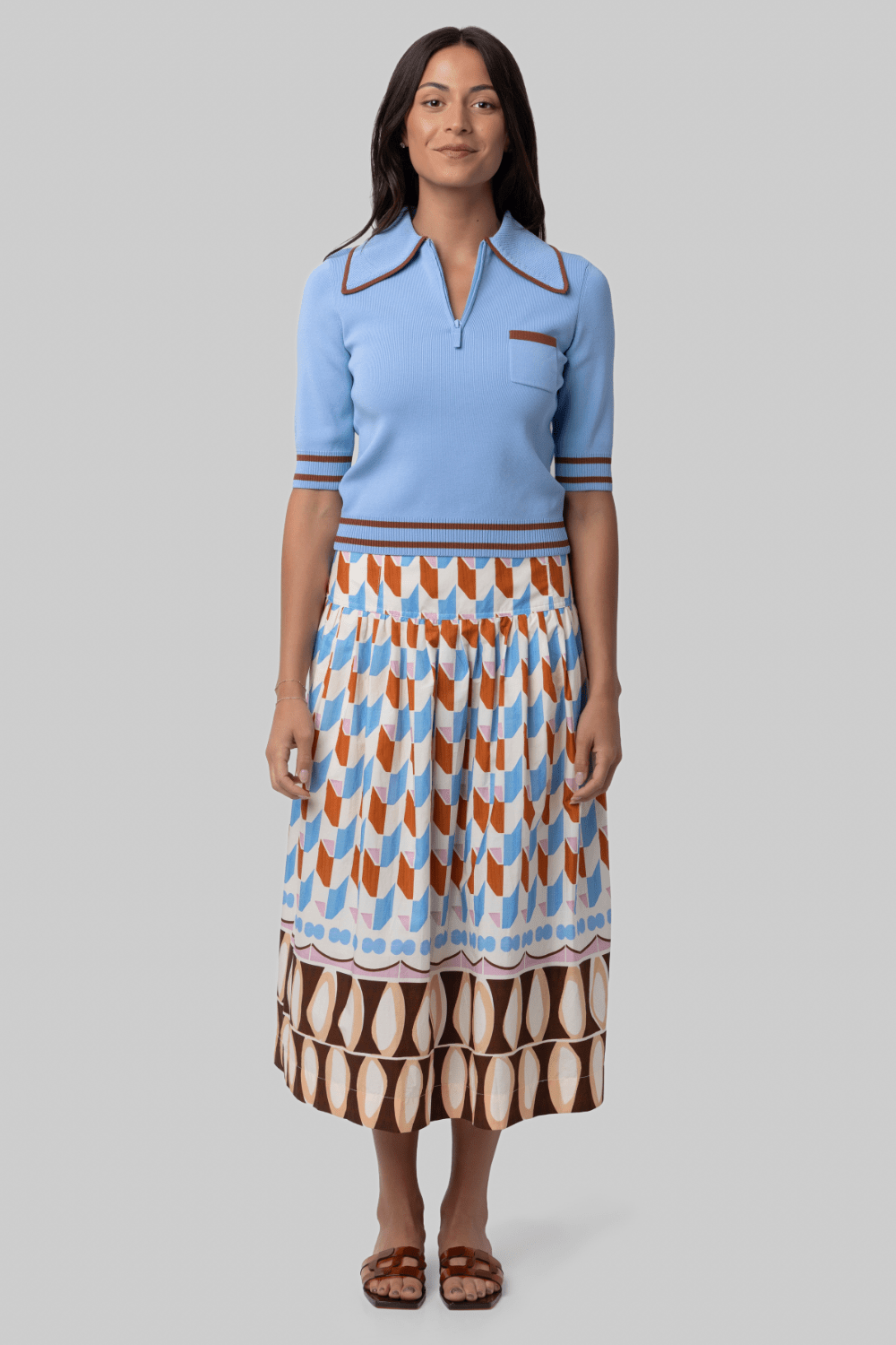 Noura Knit Blue Polo - Alemais