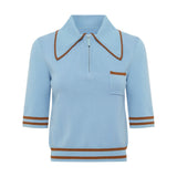 Noura Knit Blue Polo - Alemais