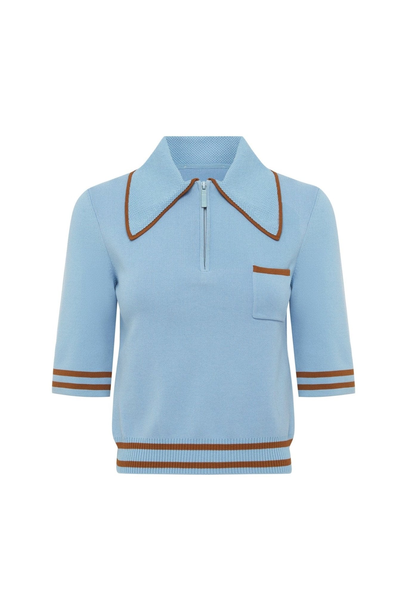 Noura Knit Blue Polo - Alemais