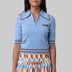 Noura Knit Blue Polo - Alemais