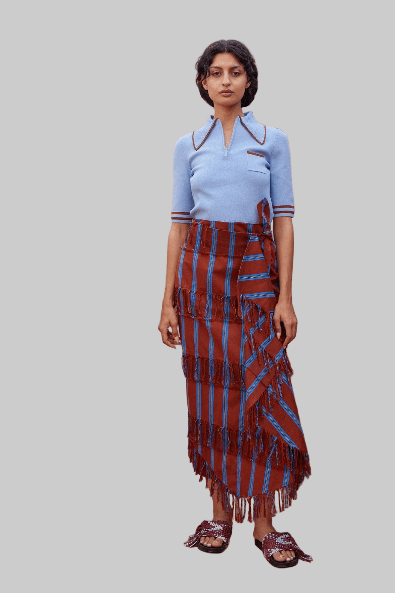 Noura Knit Blue Polo - Alemais