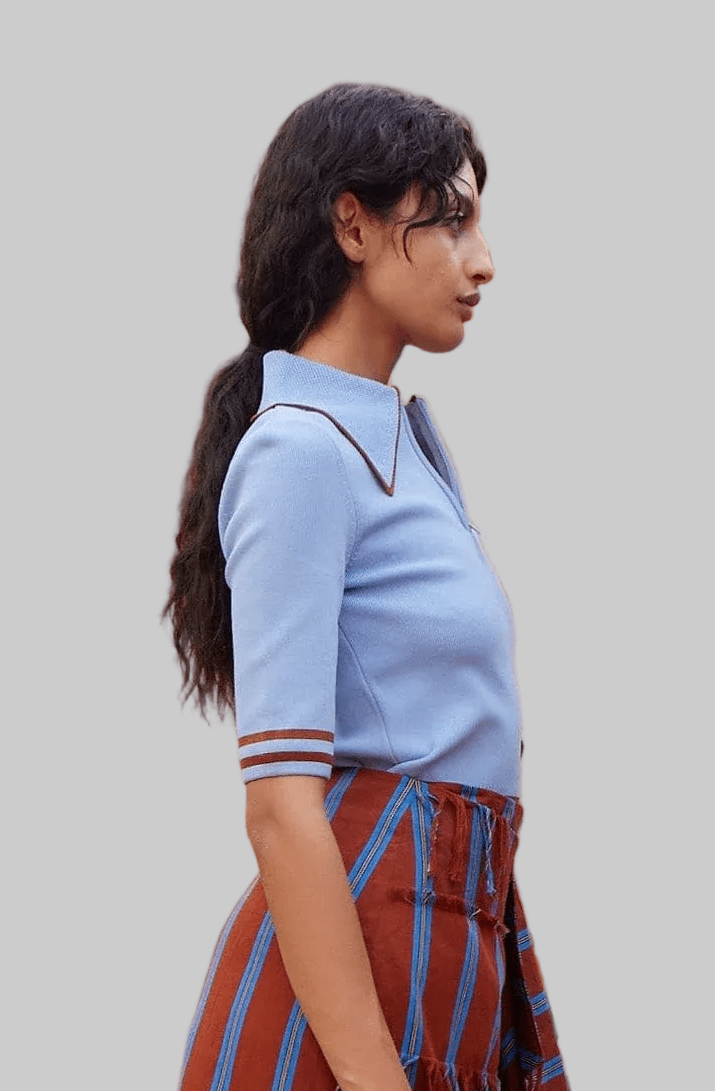 Noura Knit Blue Polo - Alemais