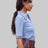 Noura Knit Blue Polo - Alemais