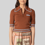 Noura Knit Rust Polo - Alemais