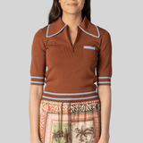 Noura Knit Rust Polo - Alemais