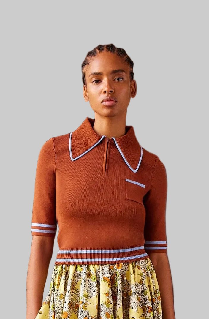 Noura Knit Rust Polo - Alemais
