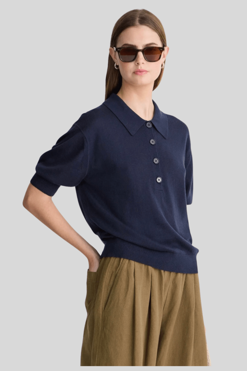 Oda Midnight Polo Top - Apiece Apart
