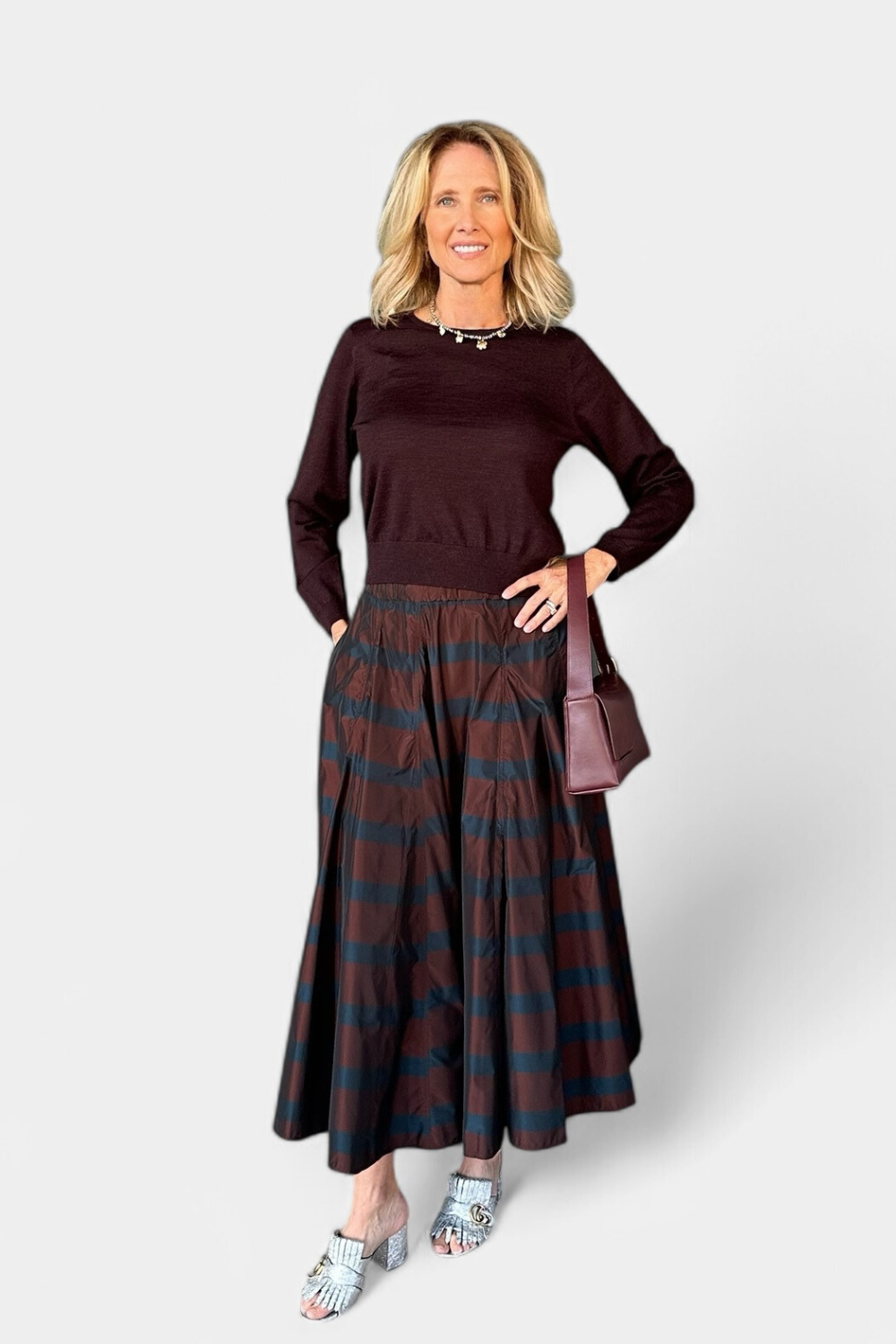 Striped Taffeta Skirt - The Posh Peacock