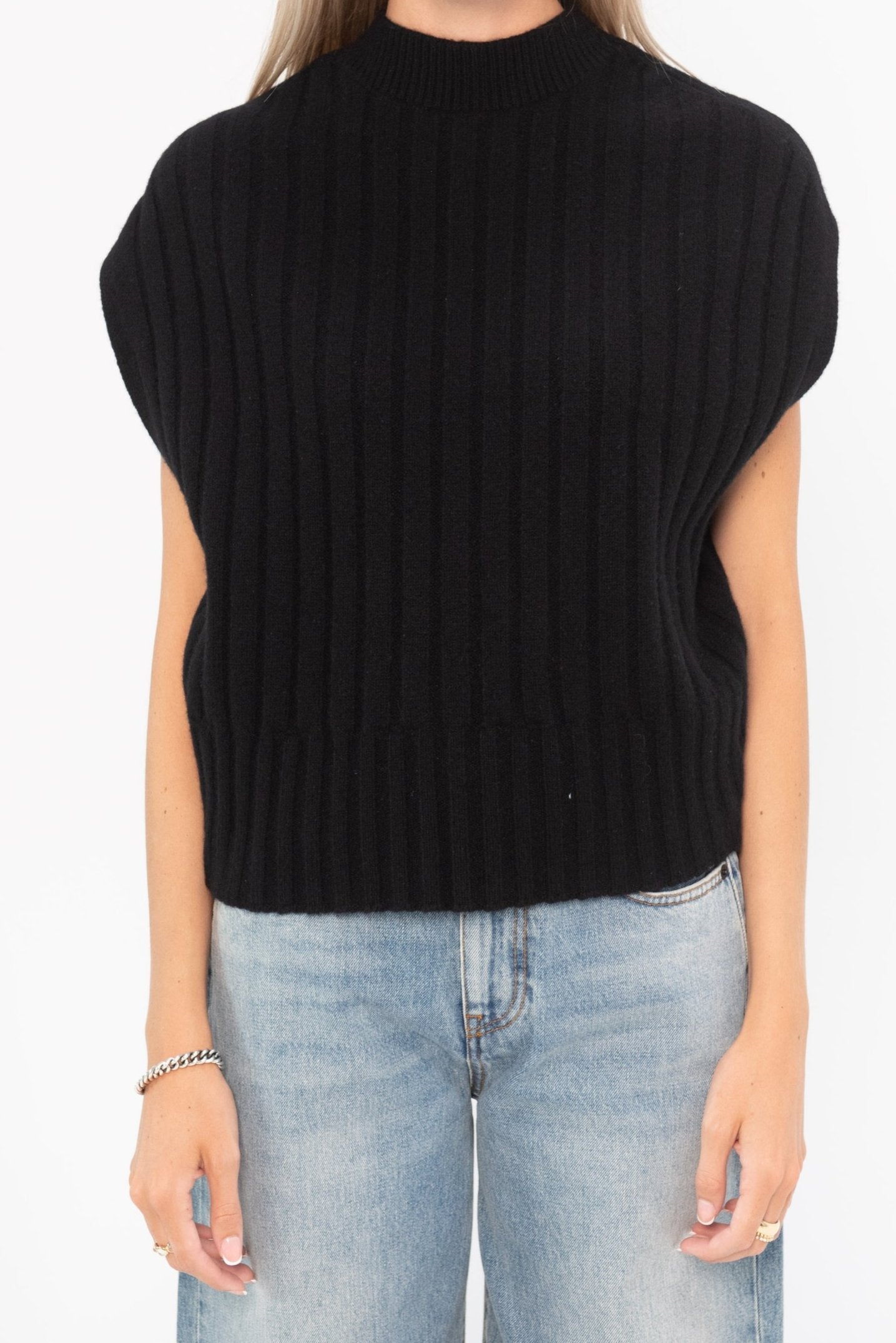 Sleeveless Black Sweater - The Posh Peacock