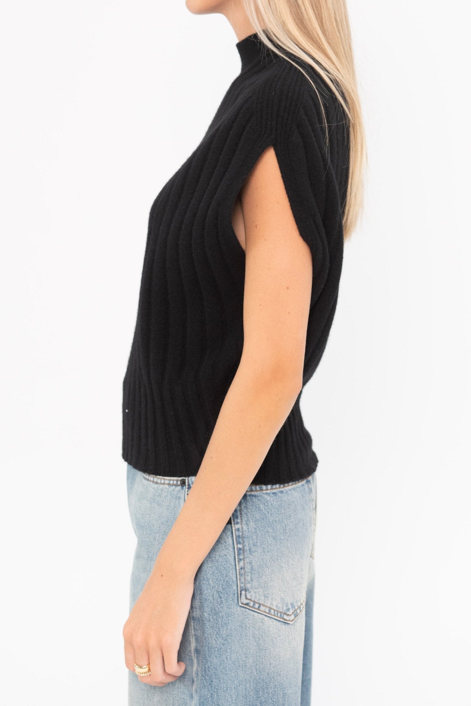 Sleeveless Black Sweater - The Posh Peacock