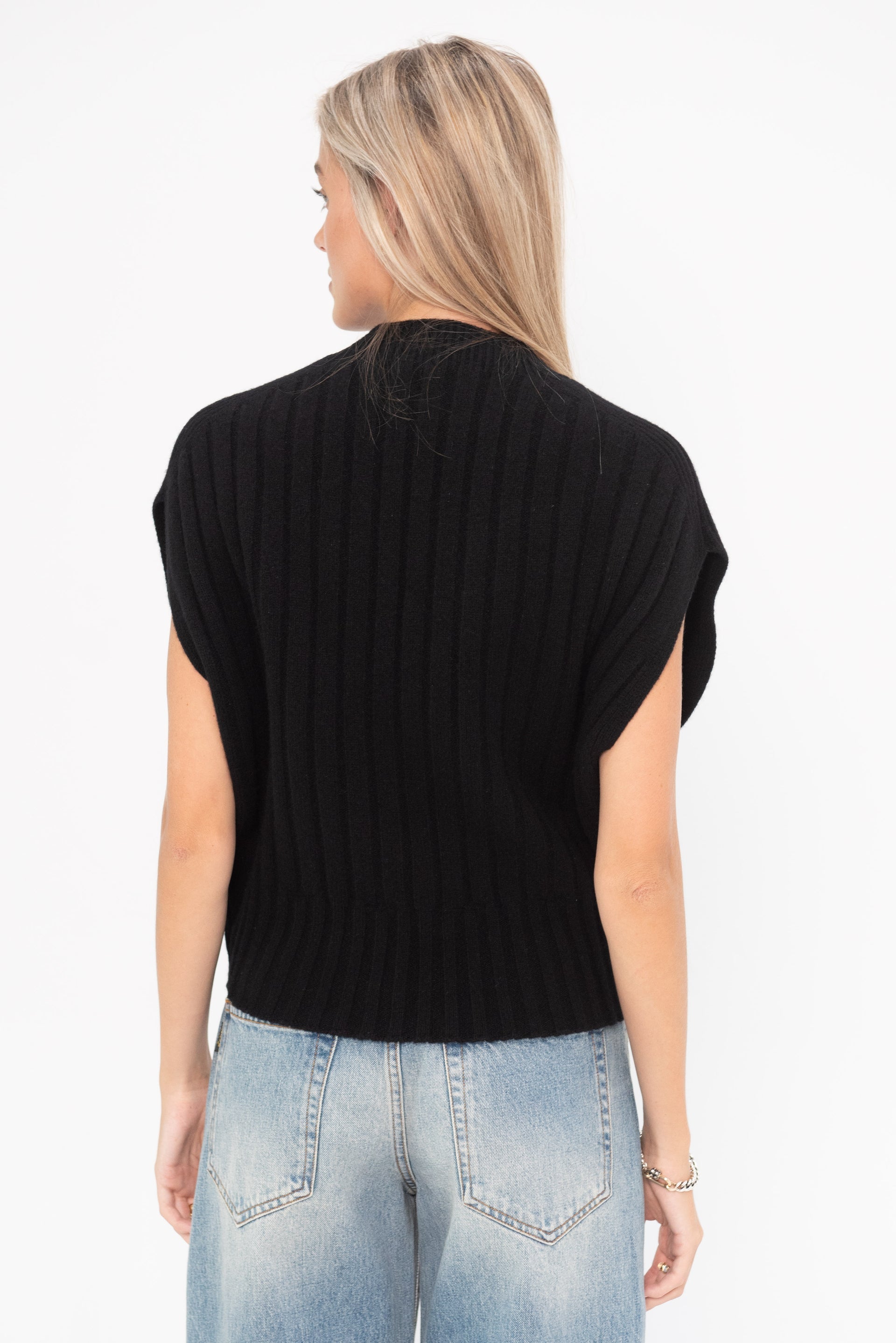 Sleeveless Black Sweater - The Posh Peacock