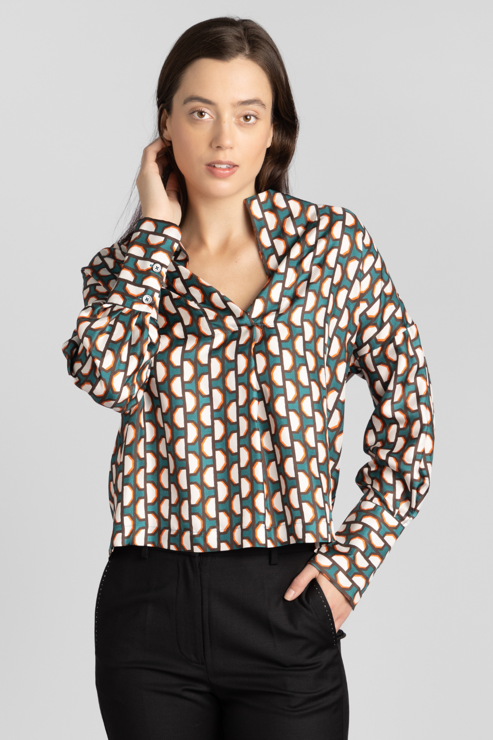 Fancy Grid Blouse - The Posh Peacock