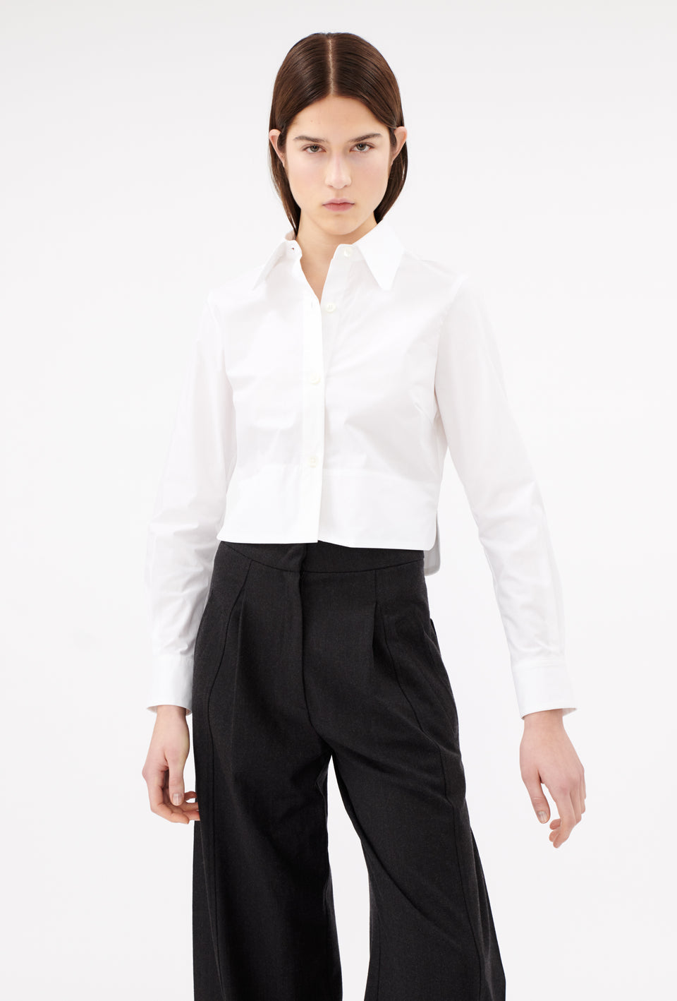 Poplin Crop Button Up Blouse - The Posh Peacock