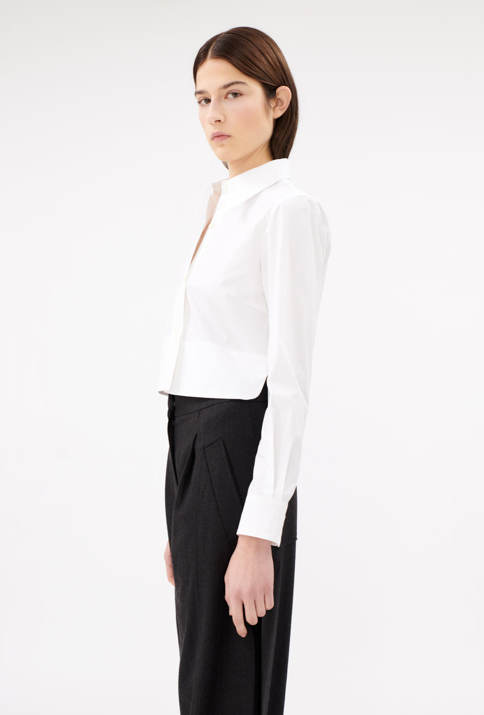 Poplin Crop Button Up Blouse - The Posh Peacock