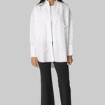 Oversized Poplin Shirt with Floral Appliques - Odeeh