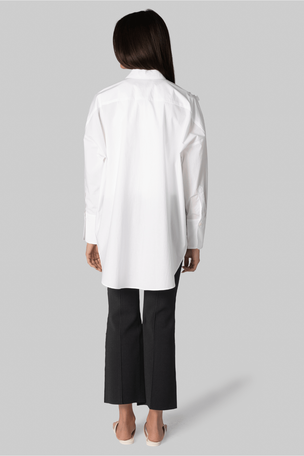 Oversized Poplin Shirt with Floral Appliques - Odeeh
