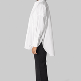 Oversized Poplin Shirt with Floral Appliques - Odeeh