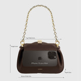 Oyster Clutch Mini Black Pebble Grain Leather - Yuzefi